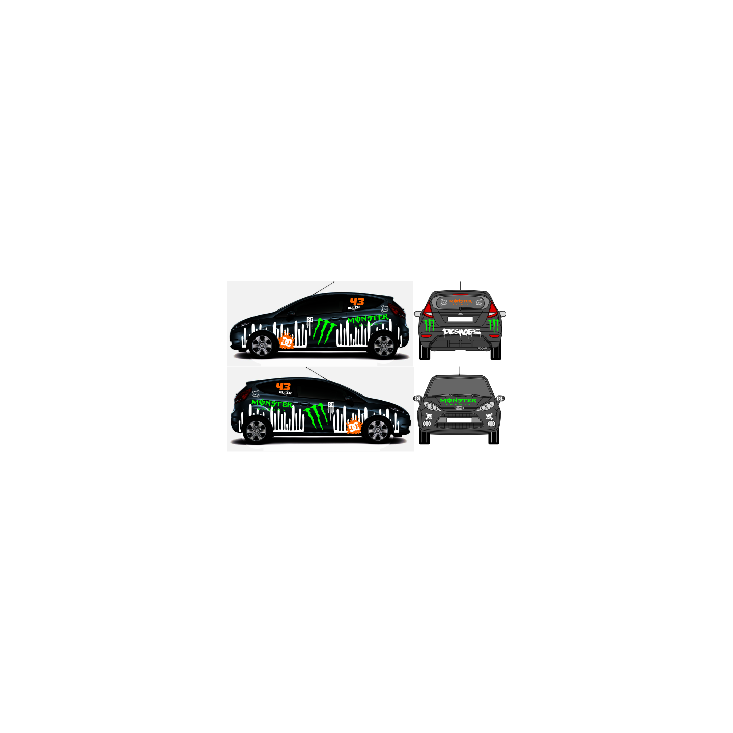 Ken Block kit deco vehicule foncé