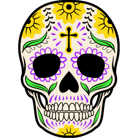 Sticker autocollant Tête de mort Mexicaine 4