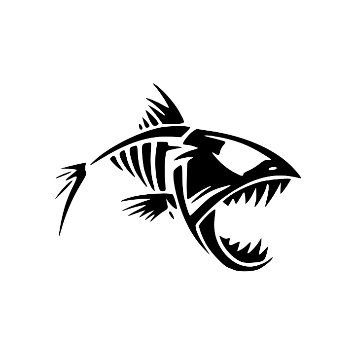 Sticker autocollant Arête Poisson Piranha
